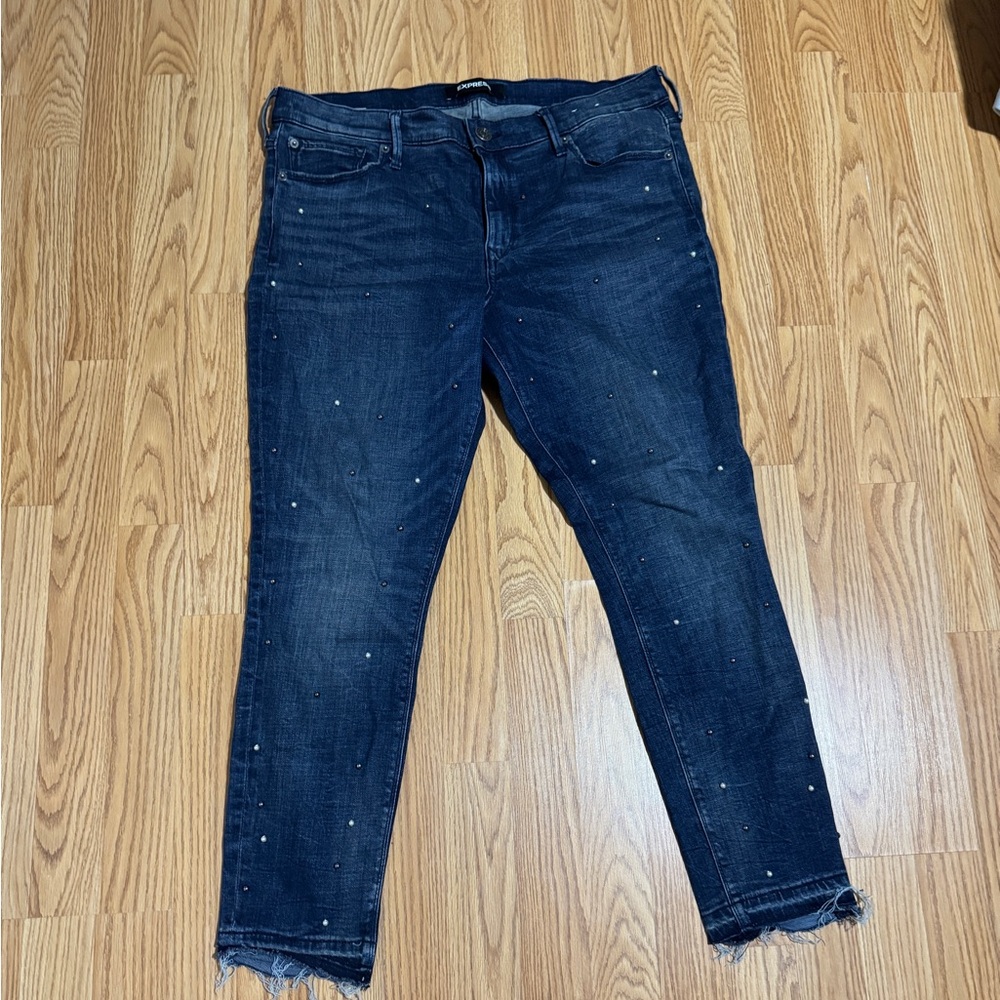 Express, Women's Distressed Blue Jeans, 14R